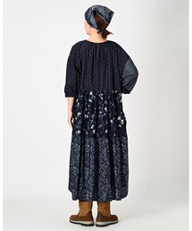 【美品】45R　フォーティーファイブアール　インディゴ　フリル　ワンピース 美品】45R フォーティーファイブアール インディゴ フリル