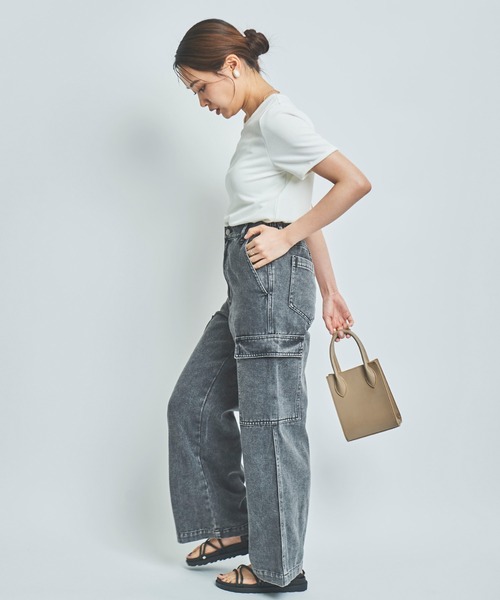 mil（ミル）の「【150㎝前後の小柄さんサイズ】カーゴデニムパンツ（カーゴパンツ・レディース・ブラック/ネイビー・S/M/XS）」の14枚目の写真