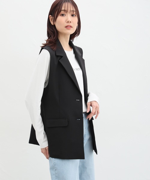 Honeys(ハニーズ)の「ストレッチウォッシャブルテーラードジレベスト(ベスト・レディース・ベージュ/ブラック/アイボリー/杢グレー・LL/L/M/S)」の13枚目の写真