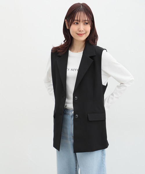 Honeys(ハニーズ)の「ストレッチウォッシャブルテーラードジレベスト(ベスト・レディース・ベージュ/ブラック/アイボリー/杢グレー・LL/L/M/S)」の14枚目の写真