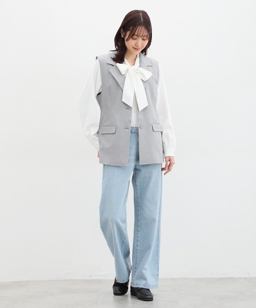 Honeys(ハニーズ)の「ストレッチウォッシャブルテーラードジレベスト(ベスト・レディース・ベージュ/ブラック/アイボリー/杢グレー・LL/L/M/S)」の16枚目の写真