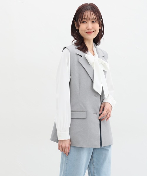 Honeys(ハニーズ)の「ストレッチウォッシャブルテーラードジレベスト(ベスト・レディース・ベージュ/ブラック/アイボリー/杢グレー・LL/L/M/S)」の17枚目の写真