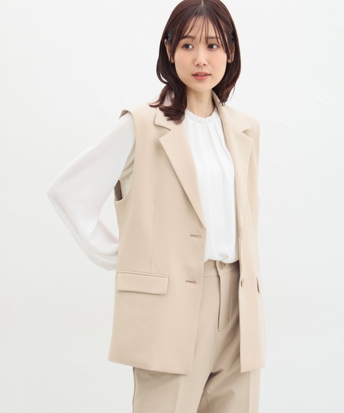 Honeys(ハニーズ)の「ストレッチウォッシャブルテーラードジレベスト(ベスト・レディース・ベージュ/ブラック/アイボリー/杢グレー・LL/L/M/S)」の21枚目の写真