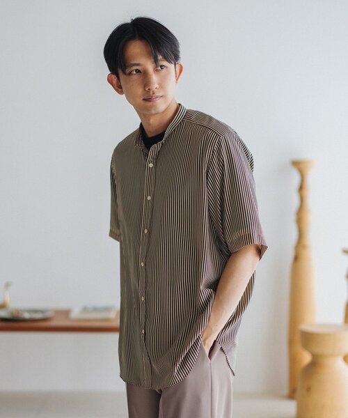 EDIFICE(エディフィス)の「パターンデシン 半袖スタンドカラーシャツ(シャツ/ブラウス・メンズ・ブラック/ブラック系その他/ブラックミックス/グレー/ネイビー・SMALL/MEDIUM/LARGE)」の8枚目の写真