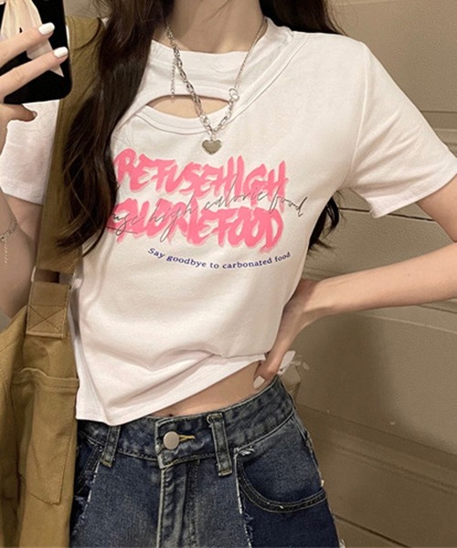 HALEY PESCA（ヘーリーペスカ）の「HALEY PESCA/ネックオープンTシャツ（Tシャツ/カットソー・レディース・ブラック/ホワイト・MEDIUM/LARGE/X-LARGE）」の10枚目の写真