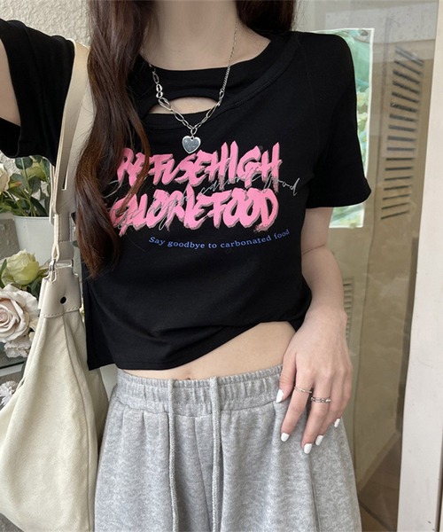 HALEY PESCA（ヘーリーペスカ）の「HALEY PESCA/ネックオープンTシャツ（Tシャツ/カットソー・レディース・ブラック/ホワイト・MEDIUM/LARGE/X-LARGE）」の11枚目の写真