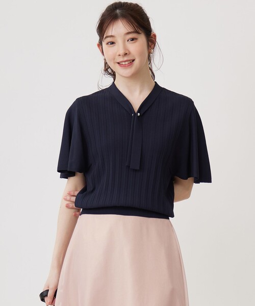 ANY SIS（エニィスィス）の「【UVケア】ボウタイフレアスリーブ ニット（ニット/セーター・レディース・ライトグレー系/スカイブルー系/ネイビー系・2）」の3枚目の写真