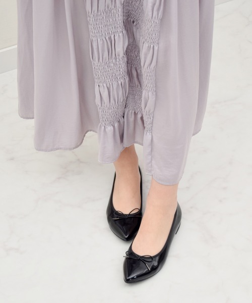 Bridget Birkin(ブリジットバーキン)の「【Bridget Birkin】ポインテッドリボンレインフラットパンプス(544011)(レインシューズ・レディース・ブラック・24/23/23.5/24.5/22.5)」の6枚目の写真