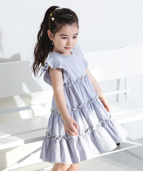 pairmanon(ペアマノン)の「配色メローティアードワンピース(ワンピース・キッズ・パープル/ピンク/ラベンダー/グリーン系その他・110/90/120/130/150/100/140)」の3枚目の写真