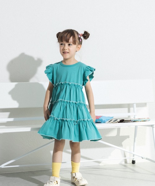 pairmanon(ペアマノン)の「配色メローティアードワンピース(ワンピース・キッズ・パープル/ピンク/ラベンダー/グリーン系その他・110/90/120/130/150/100/140)」の2枚目の写真