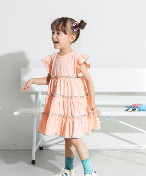 pairmanon(ペアマノン)の「配色メローティアードワンピース(ワンピース・キッズ・パープル/ピンク/ラベンダー/グリーン系その他・110/90/120/130/150/100/140)」の4枚目の写真