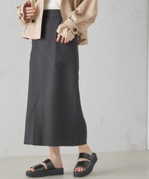 SHIPS | 麻混 ストライプ 無地 ポケット タイト スカート ◇(スカート)