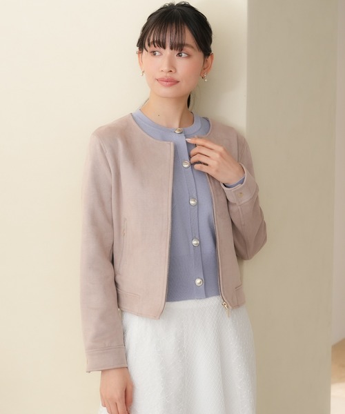 TRUDEA(トルディア)の「スエードノーカラーブルゾン(ブルゾン・レディース・グレイッシュベージュ/ピンクベージュ・SMALL/MEDIUM/LARGE)」の3枚目の写真