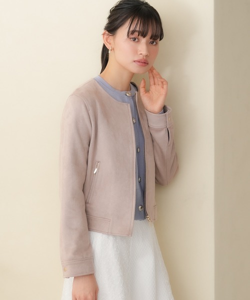 TRUDEA(トルディア)の「スエードノーカラーブルゾン(ブルゾン・レディース・グレイッシュベージュ/ピンクベージュ・SMALL/MEDIUM/LARGE)」の5枚目の写真