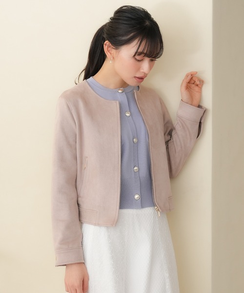 TRUDEA(トルディア)の「スエードノーカラーブルゾン(ブルゾン・レディース・グレイッシュベージュ/ピンクベージュ・SMALL/MEDIUM/LARGE)」の8枚目の写真