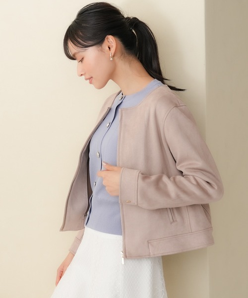 TRUDEA(トルディア)の「スエードノーカラーブルゾン(ブルゾン・レディース・グレイッシュベージュ/ピンクベージュ・SMALL/MEDIUM/LARGE)」の6枚目の写真
