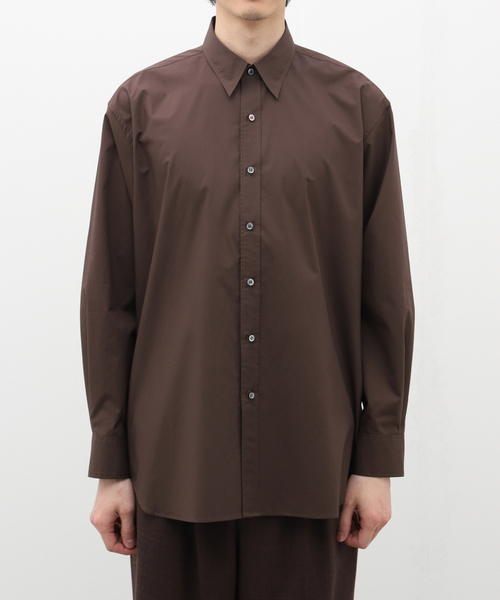 EDIFICE LA BOUCLE(エディフィスラブークル)の「【LA BOUCLE / ラブ―クル】120/SUVIN タイプライター レギュラーカラーシャツ(シャツ/ブラウス・メンズ・ホワイト/ライトグレー/ブラウン・MEDIUM/LARGE)」の3枚目の写真