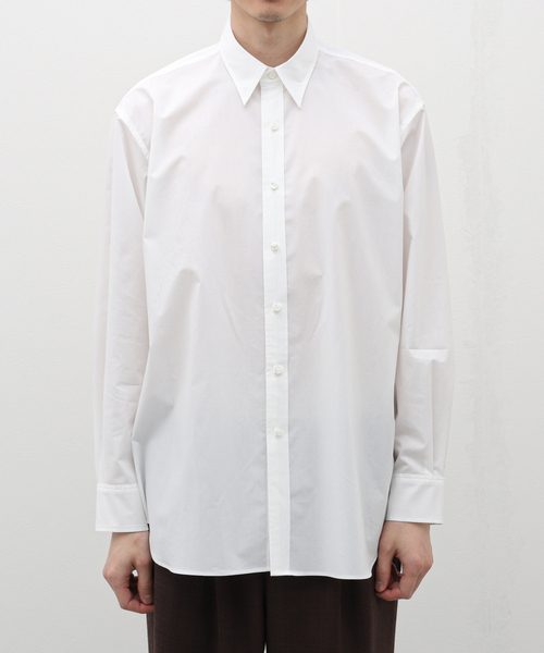 EDIFICE LA BOUCLE(エディフィスラブークル)の「【LA BOUCLE / ラブ―クル】120/SUVIN タイプライター レギュラーカラーシャツ(シャツ/ブラウス・メンズ・ホワイト/ライトグレー/ブラウン・MEDIUM/LARGE)」の2枚目の写真