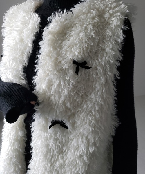 me+em select(ミームセレクト)の「【 2color 】ミニリボンバレエコアプードルベスト / mini ribbon ballet core poodle vest(ベスト・レディース・アイボリー/ブラック・FREE)」の16枚目の写真