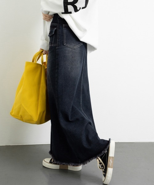 Miniministore（ミニミニストア）の「レトロデニムスカート ハイウエスト 韓国（デニムスカート・レディース・ネイビー・L/S/XL/M）」の4枚目の写真