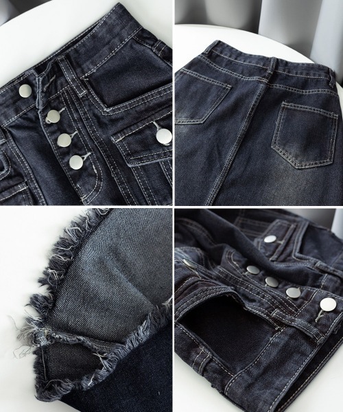 Miniministore（ミニミニストア）の「レトロデニムスカート ハイウエスト 韓国（デニムスカート・レディース・ネイビー・L/S/XL/M）」の2枚目の写真