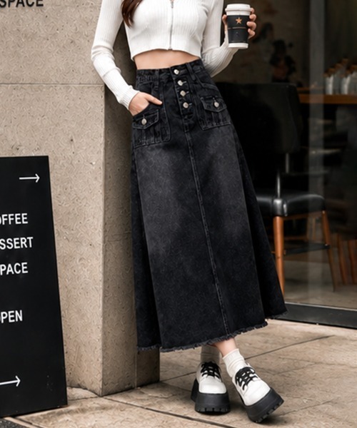 Miniministore(ミニミニストア)の「レトロデニムスカート ハイウエスト 韓国(デニムスカート・レディース・ネイビー・L/S/XL/M)」の15枚目の写真