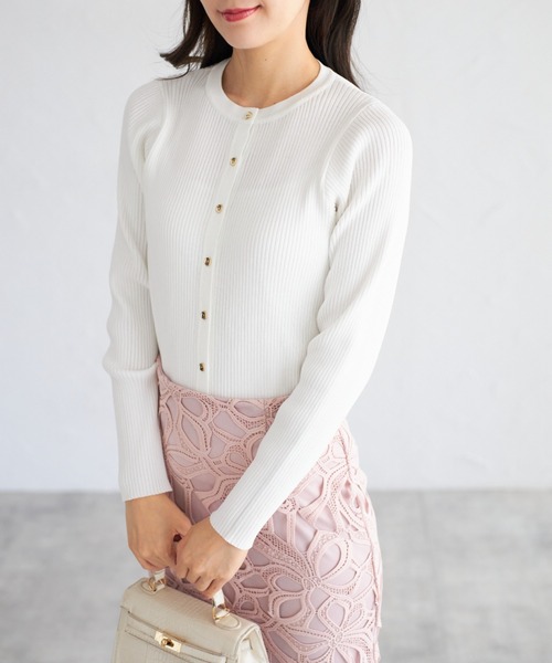 tocco closet（トッコ　クローゼット）の「【ZOZO限定】リブカーディガン（カーディガン/ボレロ・レディース・オレンジ/ラベンダー/ブルー/オフホワイト・M）」の2枚目の写真