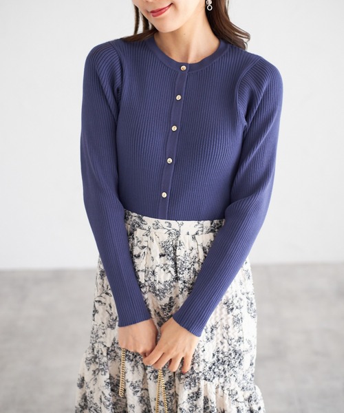 tocco closet（トッコ　クローゼット）の「【ZOZO限定】リブカーディガン（カーディガン/ボレロ・レディース・オレンジ/ラベンダー/ブルー/オフホワイト・M）」の3枚目の写真