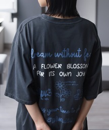 【0】ハート グラデーションプリント & グラフィックプリント ヴィンテージライク 古着風 ビッグTシャツ /ビッグシルエット