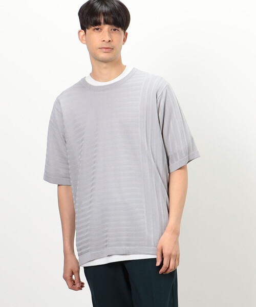 COMME CA ISM(コムサイズム)の「【セットアイテム】 リンクス編みニット+Tシャツ(ニット/セーター・メンズ・ライトグレー/チャコール/グリーン・LARGE/MEDIUM)」の5枚目の写真