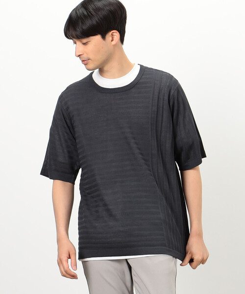 COMME CA ISM(コムサイズム)の「【セットアイテム】 リンクス編みニット+Tシャツ(ニット/セーター・メンズ・ライトグレー/チャコール/グリーン・LARGE/MEDIUM)」の7枚目の写真