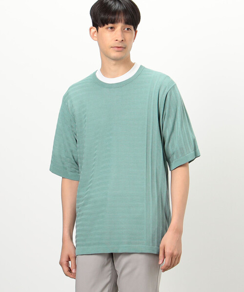 COMME CA ISM(コムサイズム)の「【セットアイテム】 リンクス編みニット+Tシャツ(ニット/セーター・メンズ・ライトグレー/チャコール/グリーン・LARGE/MEDIUM)」の9枚目の写真