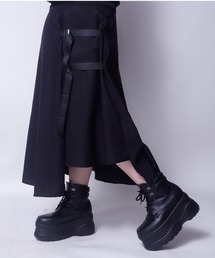 Z)【BLINGLEADS】DOUBLE BELTASYME SKIRT/ダブルベルトアシメスカート