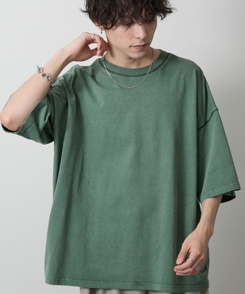 MONO-MART(モノマート)の「ピグメントオーバーダイアウトシーム ルーズ半袖Tシャツ(Tシャツ/カットソー・レディース・オフホワイト/ベージュ/ブラック/レッド/グレー/ブラウン/ネイビー/パープル/グリーン/ブルー・L/M)」の7枚目の写真