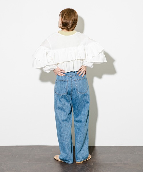 KBF（ケイビーエフ）の「クロップドフリルデザインブラウス（シャツ/ブラウス・レディース・ブラック/オフホワイト/イエロー・ONE）」の21枚目の写真