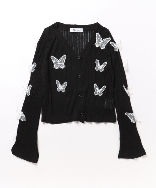 Mayree(メイリー)の「【Mayree】バタフライ クロップド丈カーディガン(カーディガン/ボレロ・レディース・ホワイト/ブラック/ピンク/ブルー・FREE)」の18枚目の写真