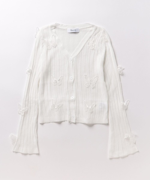 Mayree(メイリー)の「【Mayree】バタフライ クロップド丈カーディガン(カーディガン/ボレロ・レディース・ホワイト/ブラック/ピンク/ブルー・FREE)」の17枚目の写真