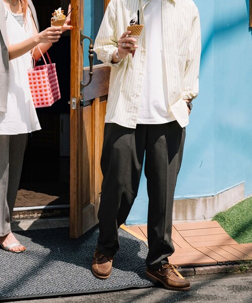 FREAK'S STORE（フリークスストア）の「FREAK’S STORE/フリークスストア Reflax/リフラクス イージー 2タック スラックス/リラックスフィット（スラックス・メンズ・オフホワイト/オリーブ/チャコールグレー/ブラック・LARGE/MEDIUM/SMALL）」の3枚目の写真