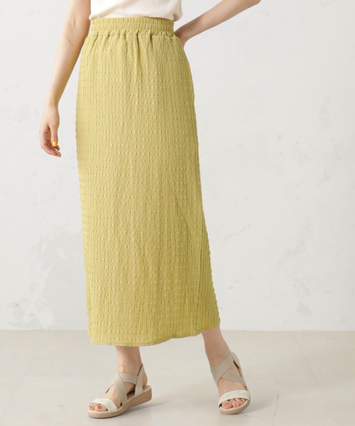 FOUND GOOD(ファウンドグッド)の「シャーリングカットタイトSK(スカート・レディース・グリーン系5/アイボリー/ブラウン系3/ブラック/イエロー系5・S/L/M)」の5枚目の写真