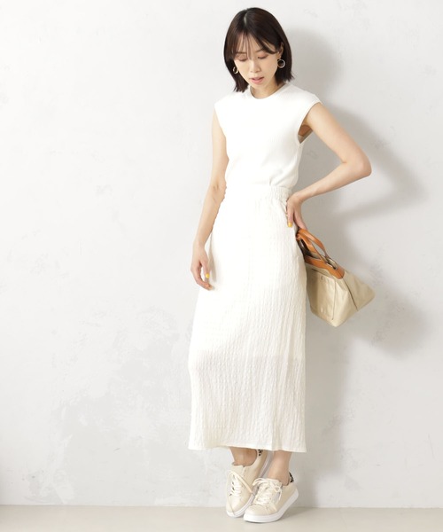 FOUND GOOD(ファウンドグッド)の「シャーリングカットタイトSK(スカート・レディース・グリーン系5/アイボリー/ブラウン系3/ブラック/イエロー系5・S/L/M)」の3枚目の写真