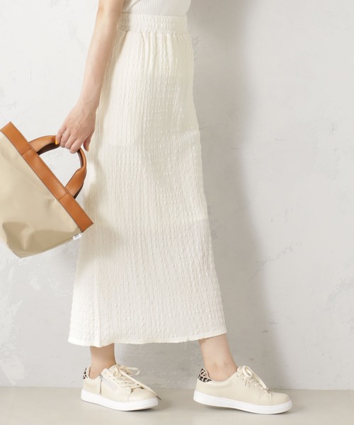 FOUND GOOD(ファウンドグッド)の「シャーリングカットタイトSK(スカート・レディース・グリーン系5/アイボリー/ブラウン系3/ブラック/イエロー系5・S/L/M)」の11枚目の写真