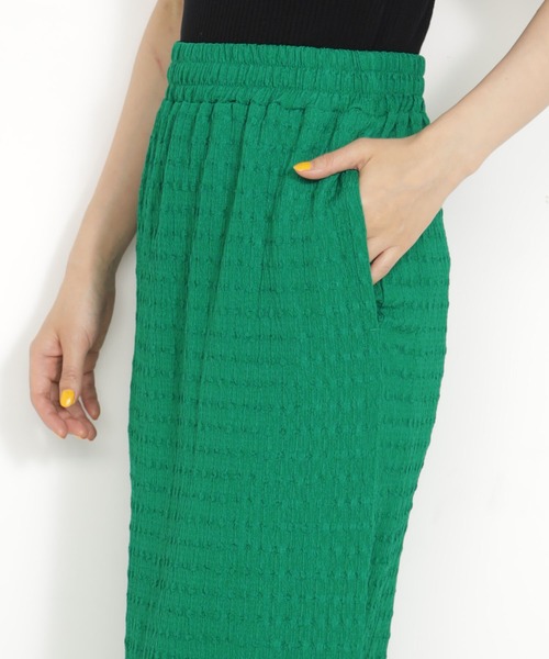 FOUND GOOD(ファウンドグッド)の「シャーリングカットタイトSK(スカート・レディース・グリーン系5/アイボリー/ブラウン系3/ブラック/イエロー系5・S/L/M)」の8枚目の写真