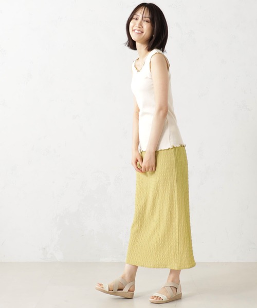 FOUND GOOD(ファウンドグッド)の「シャーリングカットタイトSK(スカート・レディース・グリーン系5/アイボリー/ブラウン系3/ブラック/イエロー系5・S/L/M)」の9枚目の写真