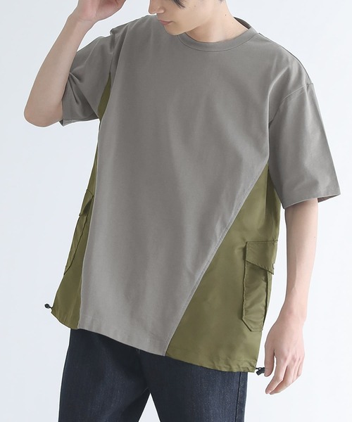 n'OrLABEL（ノアールレーベル）の「『異素材デザインTシャツ』（Tシャツ/カットソー・メンズ・ブラック/チャコール・M/L）」の2枚目の写真