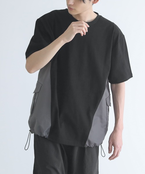 n'OrLABEL（ノアールレーベル）の「『異素材デザインTシャツ』（Tシャツ/カットソー・メンズ・ブラック/チャコール・M/L）」の3枚目の写真
