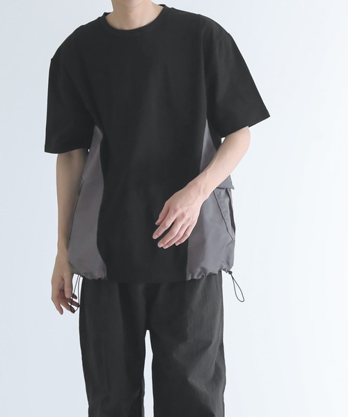 n'OrLABEL（ノアールレーベル）の「『異素材デザインTシャツ』（Tシャツ/カットソー・メンズ・ブラック/チャコール・M/L）」の4枚目の写真