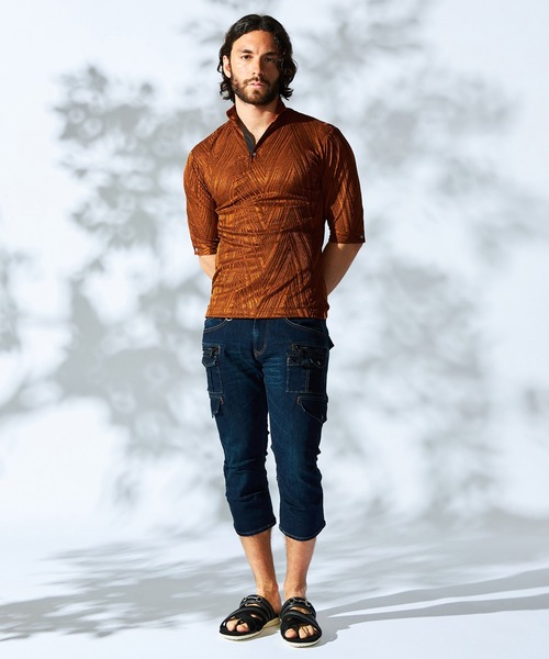 HIDEAWAYS NICOLE（ハイダウェイニコル）の「ブライトBIGヘリンボンスタンドポロシャツ（ポロシャツ・メンズ・ブラック/ライトグレー/ネイビー/オレンジ・MEDIUM/LARGE/X-LARGE/XX-LARGE）」の21枚目の写真