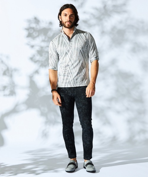 HIDEAWAYS NICOLE（ハイダウェイニコル）の「ブライトBIGヘリンボンスタンドポロシャツ（ポロシャツ・メンズ・ブラック/ライトグレー/ネイビー/オレンジ・MEDIUM/LARGE/X-LARGE/XX-LARGE）」の22枚目の写真