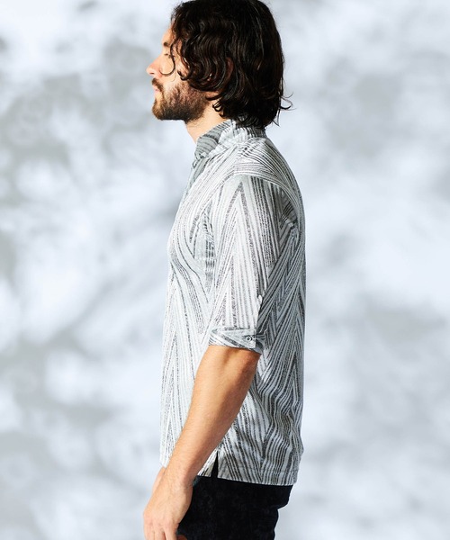 HIDEAWAYS NICOLE（ハイダウェイニコル）の「ブライトBIGヘリンボンスタンドポロシャツ（ポロシャツ・メンズ・ブラック/ライトグレー/ネイビー/オレンジ・MEDIUM/LARGE/X-LARGE/XX-LARGE）」の7枚目の写真