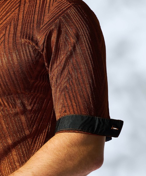 HIDEAWAYS NICOLE（ハイダウェイニコル）の「ブライトBIGヘリンボンスタンドポロシャツ（ポロシャツ・メンズ・ブラック/ライトグレー/ネイビー/オレンジ・MEDIUM/LARGE/X-LARGE/XX-LARGE）」の11枚目の写真